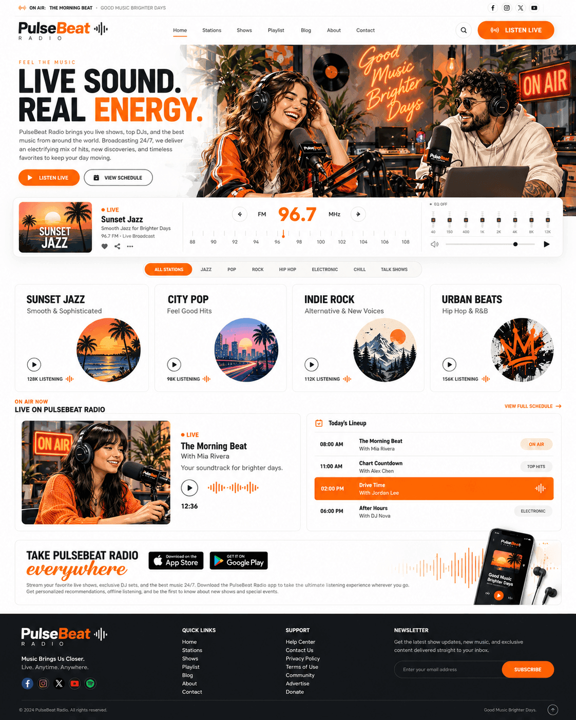 PulseBeat Radio — Live audio, shows, and stations in one energetic experience.